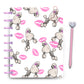 Cute poodle doodles with pink kissy lips on white planner discbound cover set