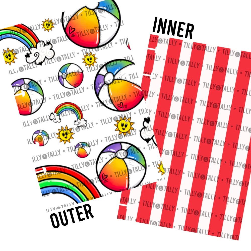 Rainbow Beach Ball Summer Laminated Planner Cover