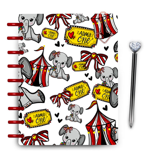 Admit one circus ticket baby elephant planner laminated covers with circus tents by magpiesoul