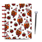 Halloween pumpkin jack o lanterns with Christmas Santa hats and ornaments on a white background laminated cover