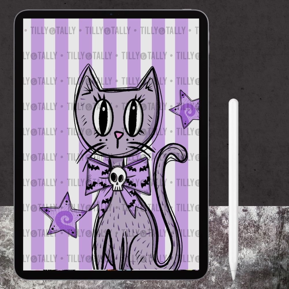 Pastel Halloween Cat Planner Dashboard Paper