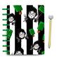 Scissorhand inspired striped planner cover laminated with cute planner topiaries 