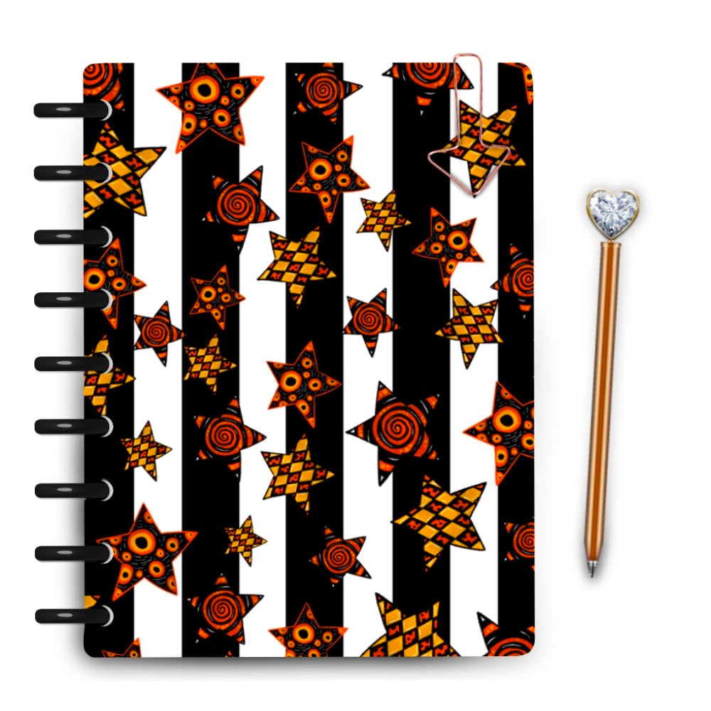 Striped Vintage Halloween Stars Laminated Planner Cover