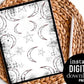 Grunge Moon & Stars - Digital Pattern Paper