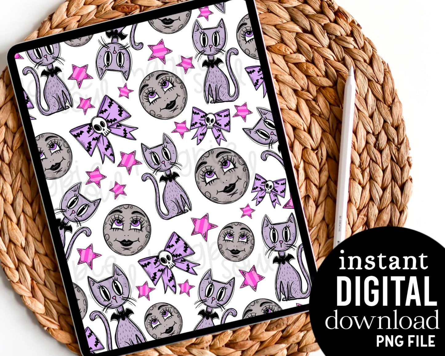 Moon Kitty - Digital Pattern Paper