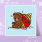 Christmas Gamer Bear Kawaii Art Print