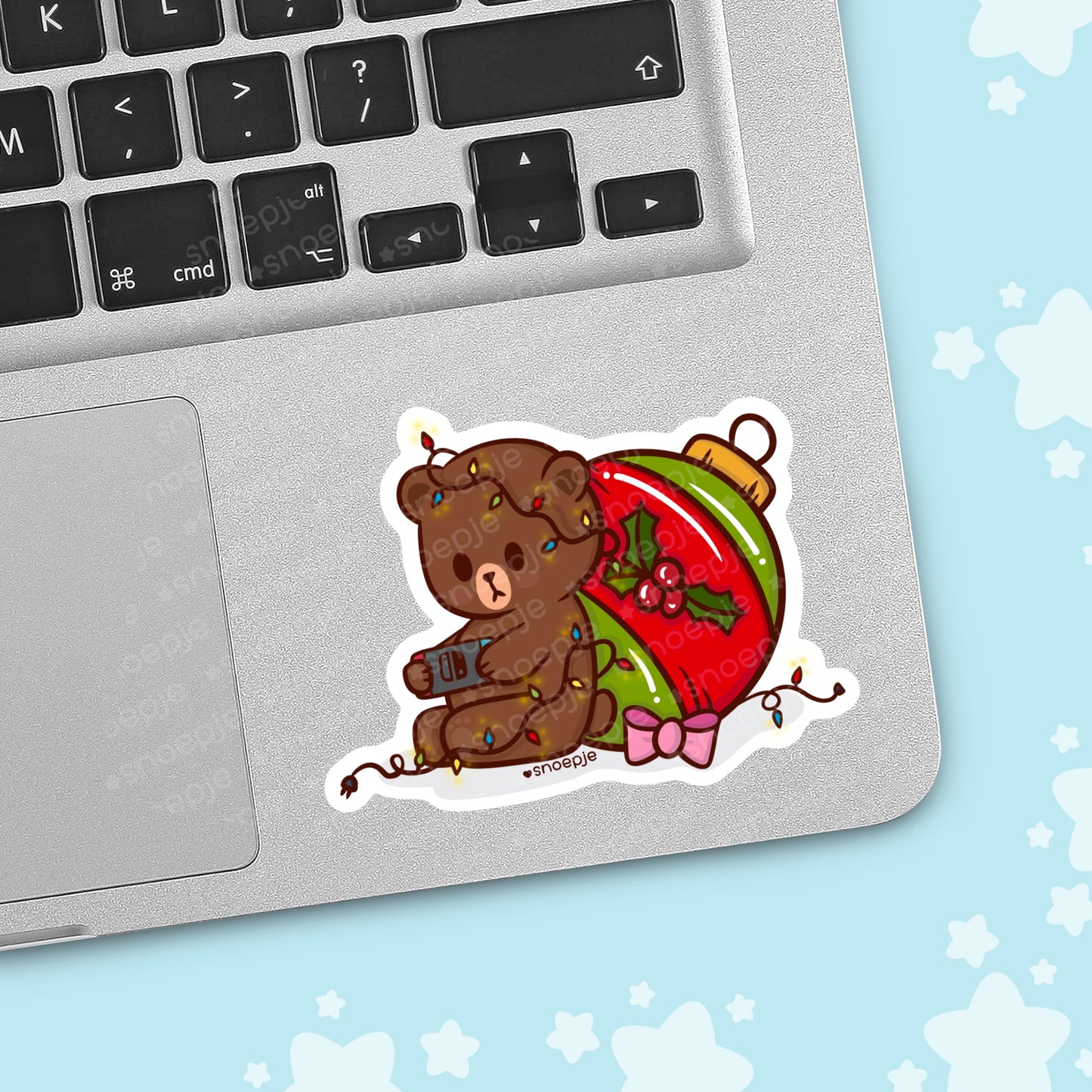 Gamer Kawaii Christmas Teddy Bear Sticker
