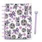 Purple skull bows and halloween cats planner discbound laminated cover