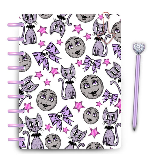 Full Moon & Cats Pastel Halloween Laminated Planner Cover