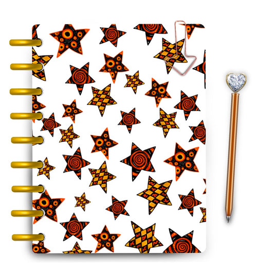 Halloween vintage color palette inspired stars on white laminated planner cover by magpiesoul