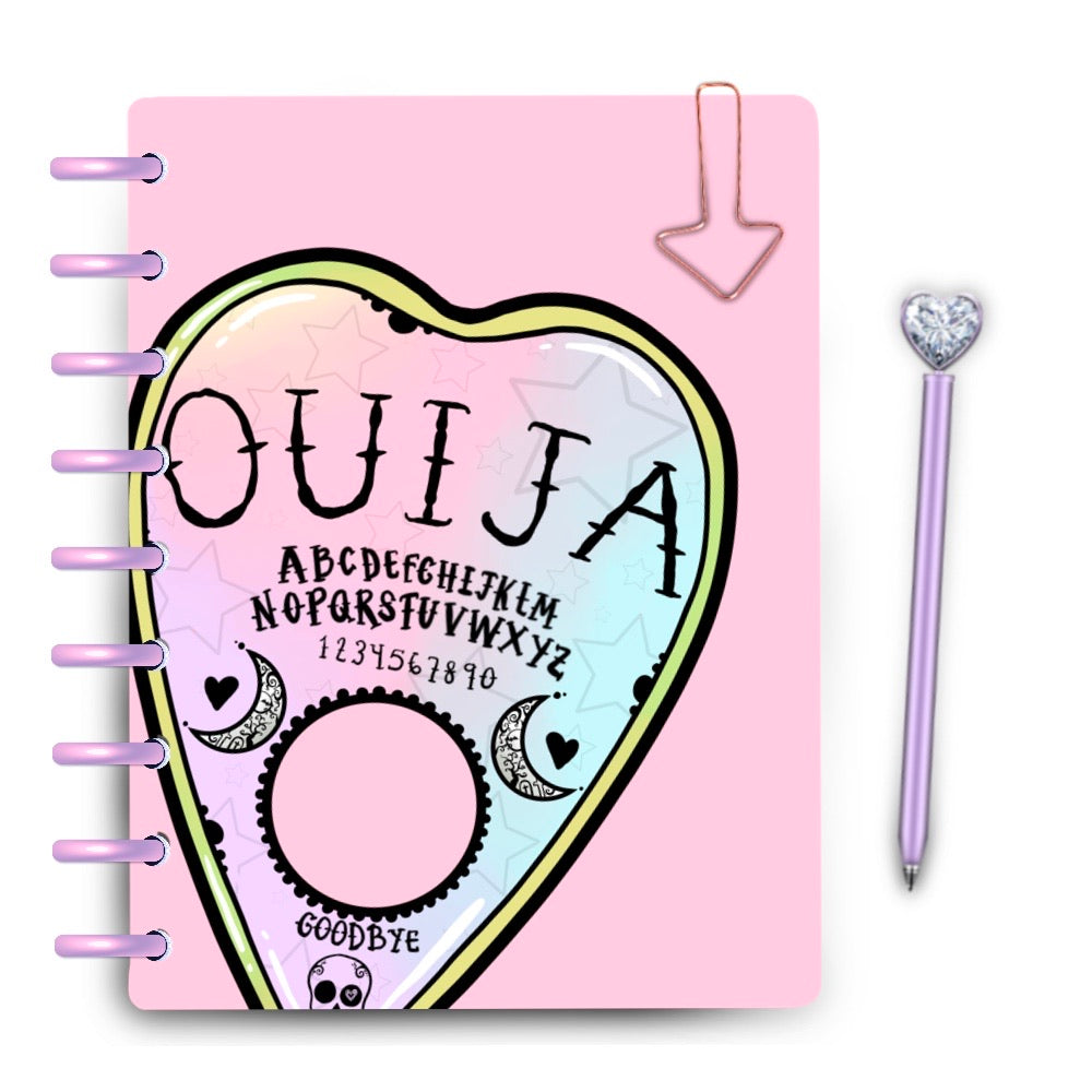 Pink pastel ombré Ouija planchette laminated discbound planner cover by magpiesoul