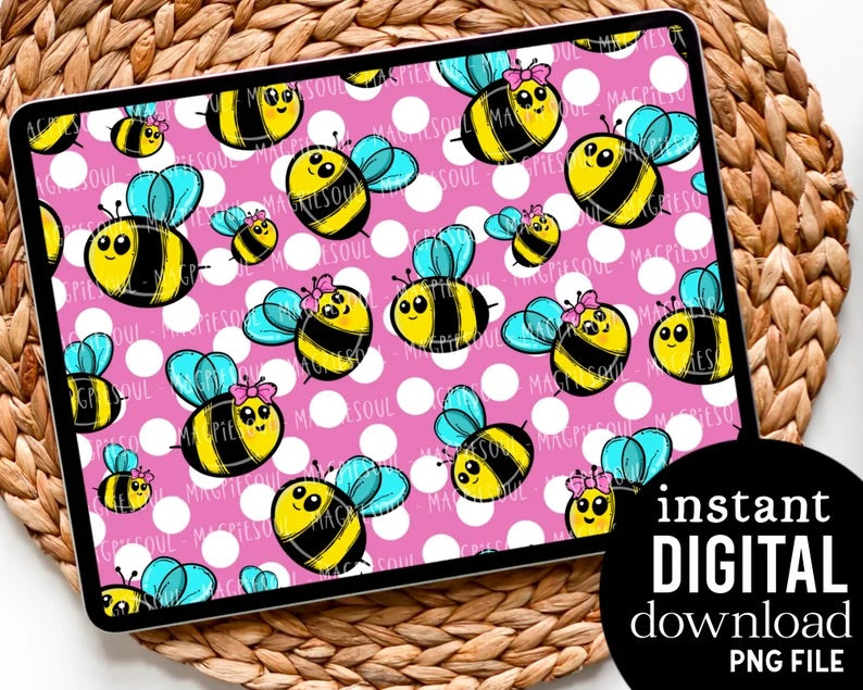 Polka Dot Bumble Bee - Digital Pattern Paper