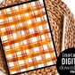 Orange & White Autumn Plaid - Digital Pattern Paper