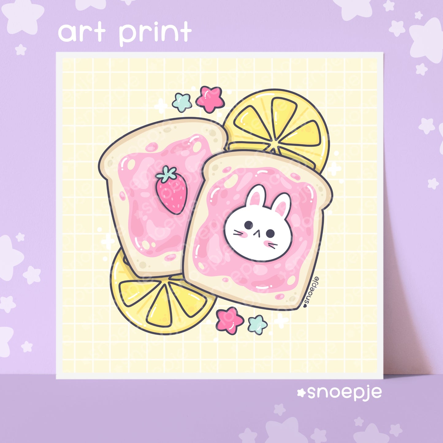 Kawaii Bunny Toast Art Print