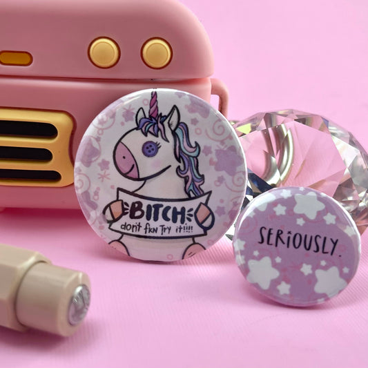 Don’t Fckn Try Me Unicorn Pin-Back Button Set