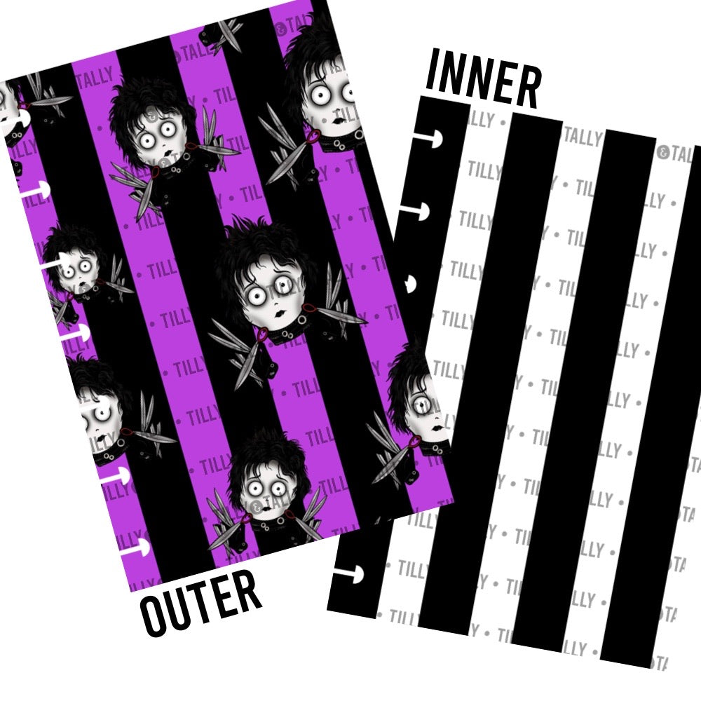 Purple Stripe Scissor Laminated Planner Cover