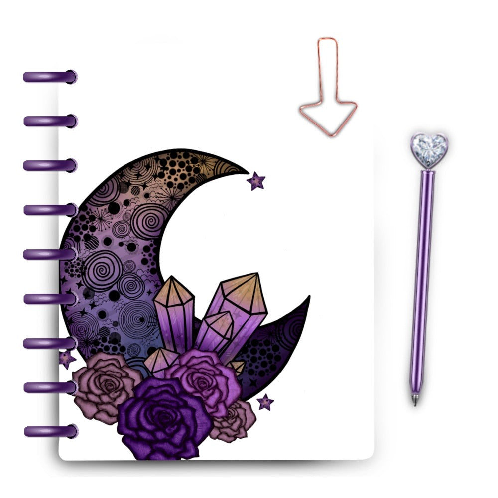 Purple Ombre Moon Laminated Planner Cover