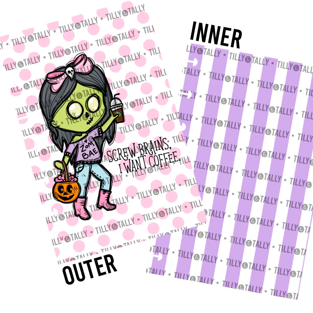 Coffee Zombae Laminated Planner Cover