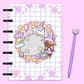Pastel halloween witch with dark skin ghosts and various cute sweets on laminated planner cover