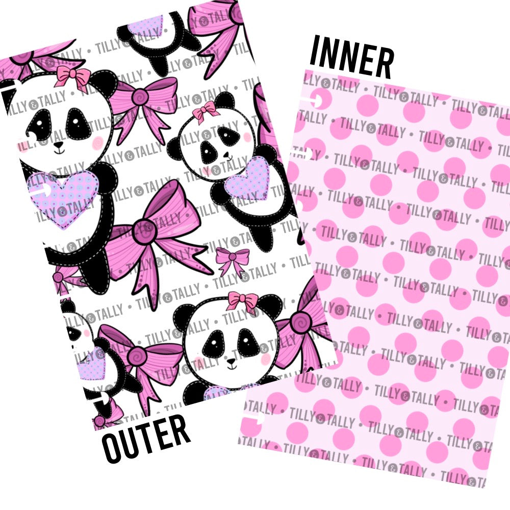 Kawaii Pink Bow Panda Laminated Planner Cover