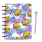 Macaroni in a pot planner cover set with purple stripes bucket and a mop also