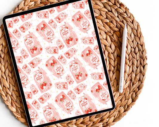Strawberry Milk Cute Planner Dashboard Paper