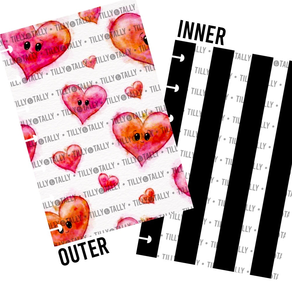 Watercolor Hearts Laminated Planner Cover