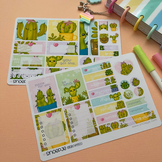 Cute Cactus Succulent Planner Sticker Kit