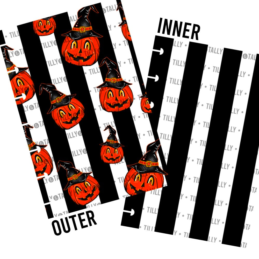 Striped Vintage Halloween Pumpkin Laminated Planner Cover