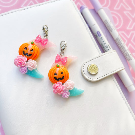 Pastel Moon & Pumpkin Kawaii Halloween Charm