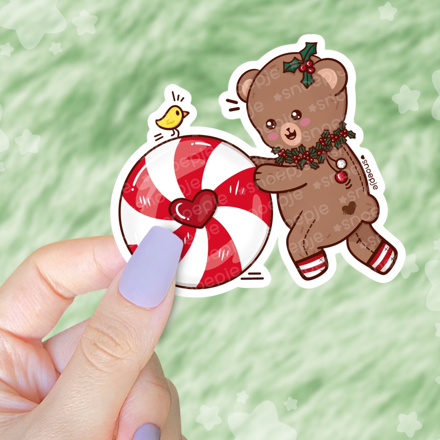 Peppermint Bear Kawaii Sticker