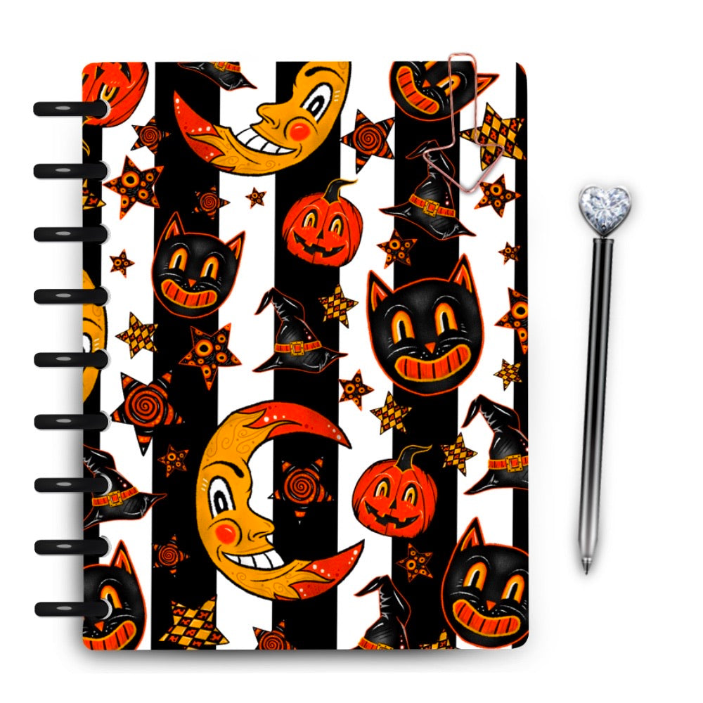 Striped Spooky Vintage Halloween Laminated Planner Cover
