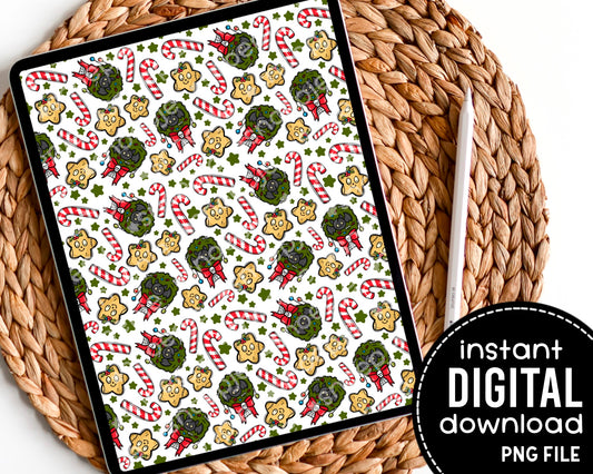 Bat Wreath Zombie Star - Digital Pattern Paper