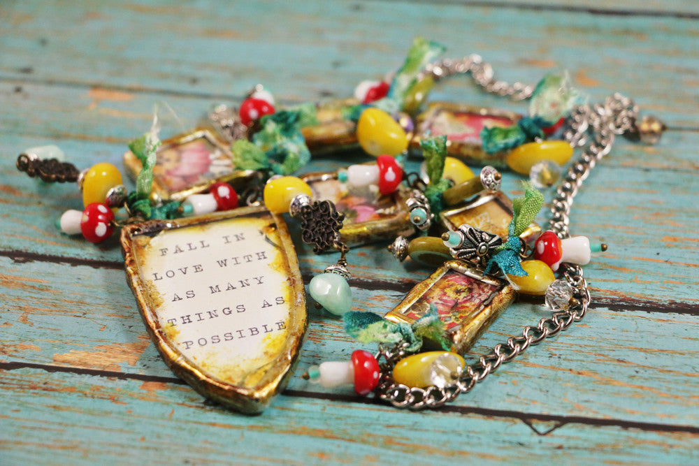 inspirational quote soldered assemblage jewelry necklace magpie soul