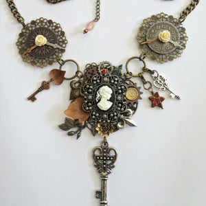steampunk jewelry steampunk necklace clock jewelry victorian necklace assemblage jewelry