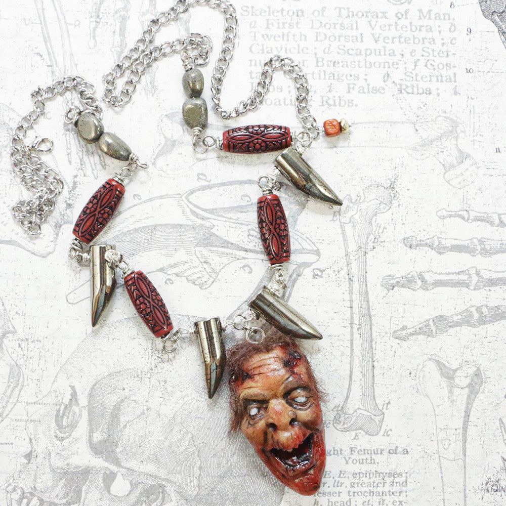 zombie jewelry zombie necklace clay zombie magpiesoul magpie soul